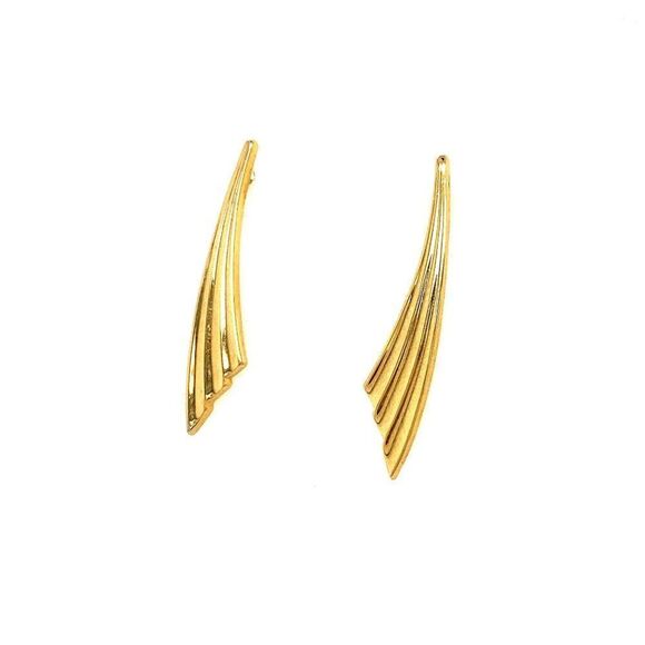 Gold Plated Feather Earrings - Picture 4 of 10